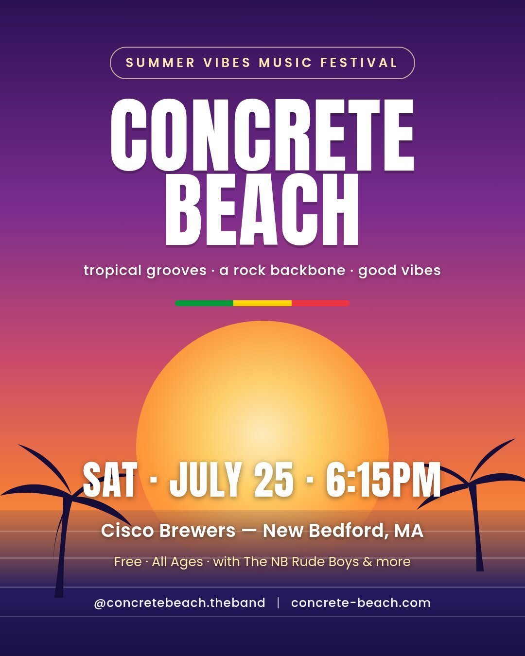 THIS SATURDAY — we're playing the Third Annual Summer Vibes Music Festival at Cisco Brewers New Bedford. 🍍 Be there by 6. We hit the stage at 6:15. 📅 Saturday,…